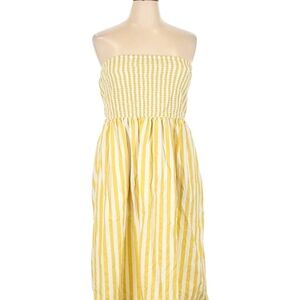 Universal Tread Yellow and White Strapless Dress